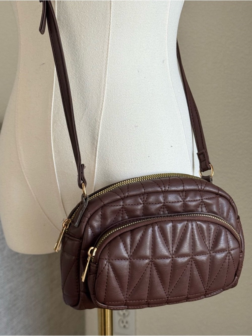Brown Crossbody Purse Bag Small Forever 21 Faux Leather Adjustable Strap